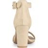 image:imageAllegra K Womens Open Toe Chunky High Heel Buckle Ankle Strap Sandals  3 38 inches Heels with Faux Suede Comfortable Block Heels Sandal for Women Summer Dressy ShoesBeige
