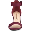 image:imageAllegra K Womens Open Toe Chunky High Heel Buckle Ankle Strap Sandals  3 38 inches Heels with Faux Suede Comfortable Block Heels Sandal for Women Summer Dressy ShoesBurgundy