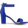 image:imageAllegra K Womens Open Toe Chunky High Heel Buckle Ankle Strap Sandals  3 38 inches Heels with Faux Suede Comfortable Block Heels Sandal for Women Summer Dressy ShoesDark Blue