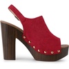 image:imageAllegra K Womens Open Toe Slingback Platform Chunky Heel Sandals  Soft faux suede vamp and durable PU outsole Chunky heel with slingback and buckle closureRed