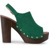 image:imageAllegra K Womens Open Toe Slingback Platform Chunky Heel Sandals  Soft faux suede vamp and durable PU outsole Chunky heel with slingback and buckle closureGreen