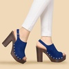 image:imageAllegra K Womens Open Toe Slingback Platform Chunky Heel Sandals  Soft faux suede vamp and durable PU outsole Chunky heel with slingback and buckle closureDark Blue