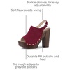 image:imageAllegra K Womens Open Toe Slingback Platform Chunky Heel Sandals  Soft faux suede vamp and durable PU outsole Chunky heel with slingback and buckle closureBurgundy