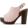 image:imageAllegra K Womens Open Toe Slingback Platform Chunky Heel Sandals  Soft faux suede vamp and durable PU outsole Chunky heel with slingback and buckle closureDust Pink