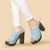 image:imageAllegra K Womens Open Toe Slingback Platform Chunky Heel Sandals  Soft faux suede vamp and durable PU outsole Chunky heel with slingback and buckle closureSky Blue