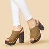 image:imageAllegra K Womens Open Toe Slingback Platform Chunky Heel Sandals  Soft faux suede vamp and durable PU outsole Chunky heel with slingback and buckle closureKhaki