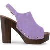 image:imageAllegra K Womens Open Toe Slingback Platform Chunky Heel Sandals  Soft faux suede vamp and durable PU outsole Chunky heel with slingback and buckle closurePurple