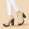image:imageAllegra K Womens Open Toe Slingback Platform Chunky Heel Sandals  Soft faux suede vamp and durable PU outsole Chunky heel with slingback and buckle closureBeige