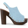 image:imageAllegra K Womens Open Toe Slingback Platform Chunky Heel Sandals  Soft faux suede vamp and durable PU outsole Chunky heel with slingback and buckle closureSky Blue