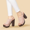 image:imageAllegra K Womens Open Toe Slingback Platform Chunky Heel Sandals  Soft faux suede vamp and durable PU outsole Chunky heel with slingback and buckle closureDust Pink