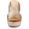 image:imageAllegra K Womens Platform Slide Wedges Sandals  4 38 inches Heel Slip on Espadrilles Wedges Crisscross Strap Open Toe Comfort Wedges for Women Dress ShoesRose Gold