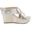 image:imageAllegra K Womens Platform Slide Wedges Sandals  4 38 inches Heel Slip on Espadrilles Wedges Crisscross Strap Open Toe Comfort Wedges for Women Dress ShoesSilver
