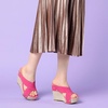 image:imageAllegra K Womens Platform Slide Wedges Sandals  4 38 inches Heel Slip on Espadrilles Wedges Crisscross Strap Open Toe Comfort Wedges for Women Dress ShoesPink