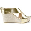 image:imageAllegra K Womens Platform Slide Wedges Sandals  4 38 inches Heel Slip on Espadrilles Wedges Crisscross Strap Open Toe Comfort Wedges for Women Dress ShoesGold Tone