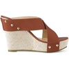 image:imageAllegra K Womens Platform Slide Wedges Sandals  4 38 inches Heel Slip on Espadrilles Wedges Crisscross Strap Open Toe Comfort Wedges for Women Dress ShoesBrown
