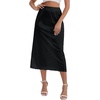image:imageAllegra K Womens Satin Lace Trim Flared Hem Half Slip Relaxed Fit Lightweight Solid Maxi PetticoatBlack