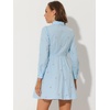 image:imageAllegra K Womens Shirt Dress A Line Embroidered Floral Mini Dresses  Casual Collar Long Sleeve Button Down Half Placket Invisible Zipper Knee LengthBlue