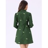 image:imageAllegra K Womens Shirt Dress A Line Embroidered Floral Mini Dresses  Casual Collar Long Sleeve Button Down Half Placket Invisible Zipper Knee LengthGreen