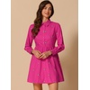 image:imageAllegra K Womens Shirt Dress A Line Embroidered Floral Mini Dresses  Casual Collar Long Sleeve Button Down Half Placket Invisible Zipper Knee LengthHot Pink