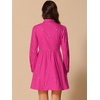 image:imageAllegra K Womens Shirt Dress A Line Embroidered Floral Mini Dresses  Casual Collar Long Sleeve Button Down Half Placket Invisible Zipper Knee LengthHot Pink
