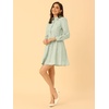 image:imageAllegra K Womens Shirt Dress A Line Embroidered Floral Mini Dresses  Casual Collar Long Sleeve Button Down Half Placket Invisible Zipper Knee LengthLight Green