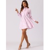 image:imageAllegra K Womens Shirt Dress A Line Embroidered Floral Mini Dresses  Casual Collar Long Sleeve Button Down Half Placket Invisible Zipper Knee LengthLight Purple