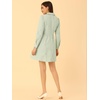 image:imageAllegra K Womens Shirt Dress A Line Embroidered Floral Mini Dresses  Casual Collar Long Sleeve Button Down Half Placket Invisible Zipper Knee LengthLight Green