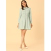 image:imageAllegra K Womens Shirt Dress A Line Embroidered Floral Mini Dresses  Casual Collar Long Sleeve Button Down Half Placket Invisible Zipper Knee LengthLight Green