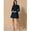 image:imageAllegra K Womens Shirt Dress A Line Embroidered Floral Mini Dresses  Casual Collar Long Sleeve Button Down Half Placket Invisible Zipper Knee LengthNavy Blue