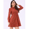 image:imageAllegra K Womens Shirt Dress A Line Embroidered Floral Mini Dresses  Casual Collar Long Sleeve Button Down Half Placket Invisible Zipper Knee LengthOrange