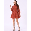 image:imageAllegra K Womens Shirt Dress A Line Embroidered Floral Mini Dresses  Casual Collar Long Sleeve Button Down Half Placket Invisible Zipper Knee LengthOrange