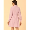 image:imageAllegra K Womens Shirt Dress A Line Embroidered Floral Mini Dresses  Casual Collar Long Sleeve Button Down Half Placket Invisible Zipper Knee LengthPink