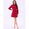 image:imageAllegra K Womens Shirt Dress A Line Embroidered Floral Mini Dresses  Casual Collar Long Sleeve Button Down Half Placket Invisible Zipper Knee LengthRed