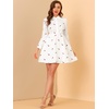 image:imageAllegra K Womens Shirt Dress A Line Embroidered Floral Mini Dresses  Casual Collar Long Sleeve Button Down Half Placket Invisible Zipper Knee LengthWhite