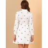 image:imageAllegra K Womens Shirt Dress A Line Embroidered Floral Mini Dresses  Casual Collar Long Sleeve Button Down Half Placket Invisible Zipper Knee LengthWhite