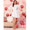 image:imageAllegra K Womens Shirt Dress A Line Embroidered Floral Mini Dresses  Casual Collar Long Sleeve Button Down Half Placket Invisible Zipper Knee LengthWhite