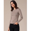 image:imageAllegra K Womens Striped Top Long Sleeve TShirt Boat Neck Tops Stretchy Casual Basic Shirt 2025Light Brown
