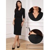 image:imageAllegra K Work Dresses for Women 34 Sleeve Stand Collared V Neck Business Office Bodycon Sheath Dress 2026Black