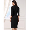 image:imageAllegra K Work Dresses for Women 34 Sleeve Stand Collared V Neck Business Office Bodycon Sheath Dress 2026Black