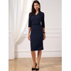 image:imageAllegra K Work Dresses for Women 34 Sleeve Stand Collared V Neck Business Office Bodycon Sheath Dress 2026Navy Blue