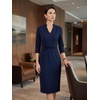 image:imageAllegra K Work Dresses for Women 34 Sleeve Stand Collared V Neck Business Office Bodycon Sheath Dress 2026Navy Blue