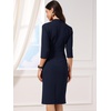 image:imageAllegra K Work Dresses for Women 34 Sleeve Stand Collared V Neck Business Office Bodycon Sheath Dress 2026Navy Blue