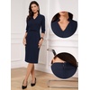 image:imageAllegra K Work Dresses for Women 34 Sleeve Stand Collared V Neck Business Office Bodycon Sheath Dress 2026Navy Blue