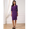 image:imageAllegra K Work Dresses for Women 34 Sleeve Stand Collared V Neck Business Office Bodycon Sheath Dress 2026Purple