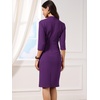image:imageAllegra K Work Dresses for Women 34 Sleeve Stand Collared V Neck Business Office Bodycon Sheath Dress 2026Purple