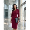 image:imageAllegra K Work Dresses for Women 34 Sleeve Stand Collared V Neck Business Office Bodycon Sheath Dress 2026Wine Red