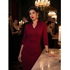 image:imageAllegra K Work Dresses for Women 34 Sleeve Stand Collared V Neck Business Office Bodycon Sheath Dress 2026Wine Red