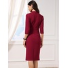 image:imageAllegra K Work Dresses for Women 34 Sleeve Stand Collared V Neck Business Office Bodycon Sheath Dress 2026Wine Red