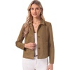 image:imageAllegra K Faux Suede Jacket for Womens Button Down Lapel Collar Jackets  Faux Suede Long Sleeve Jacket Lapel Collar Pockets Button Up Blazers Business Casual Dressy Office WorkBrown