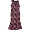 image:imageAllegra K Mesh Floral Dress for Womens Sleeveless Crew Neck Cocktail Party Fishtail Midi DressesBlack Pink